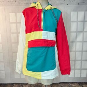 Empyre Neon Retro vibe Windbreaker Rain Coat Jacket Size Small